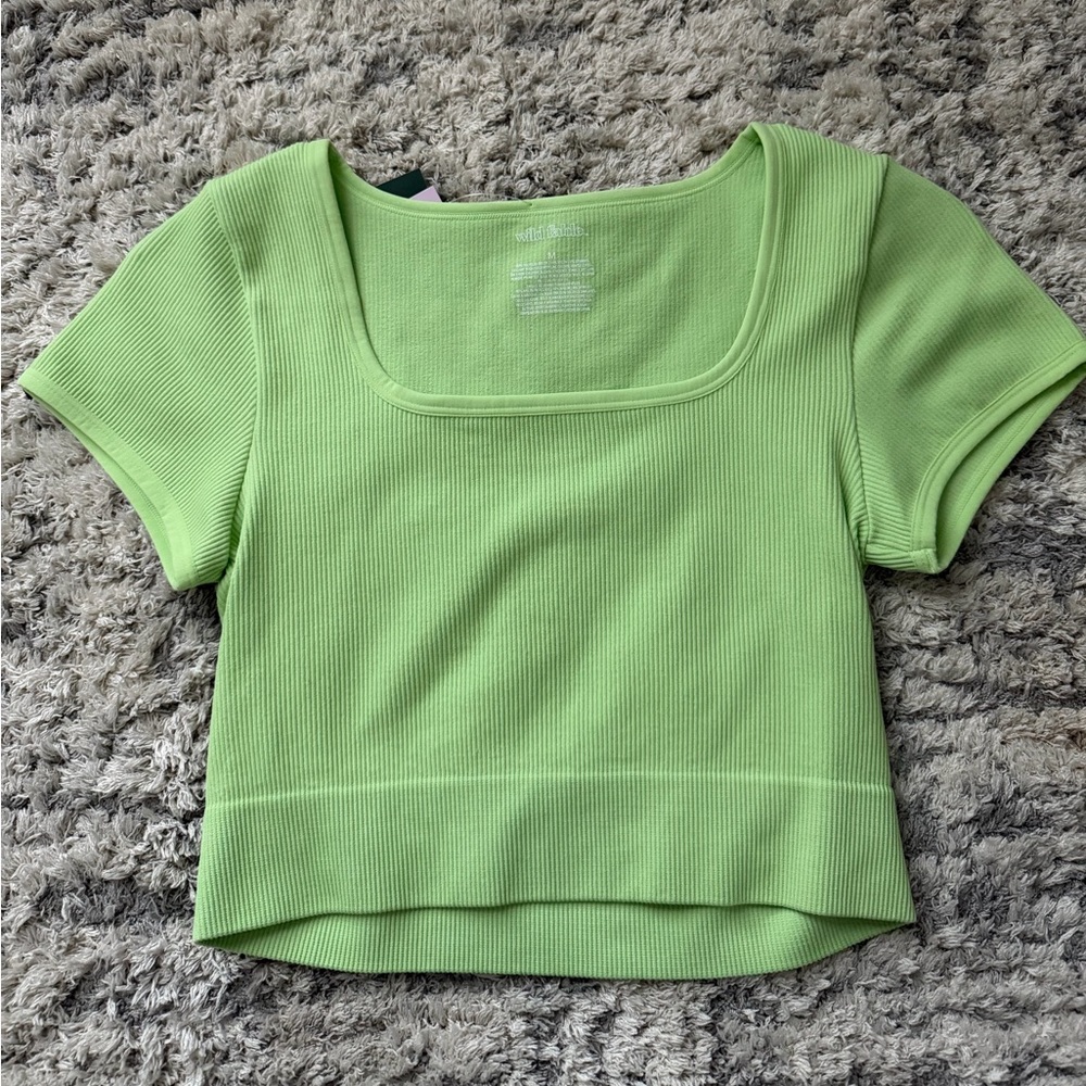 Wild Fable Lime Green Ribbed Crop Top